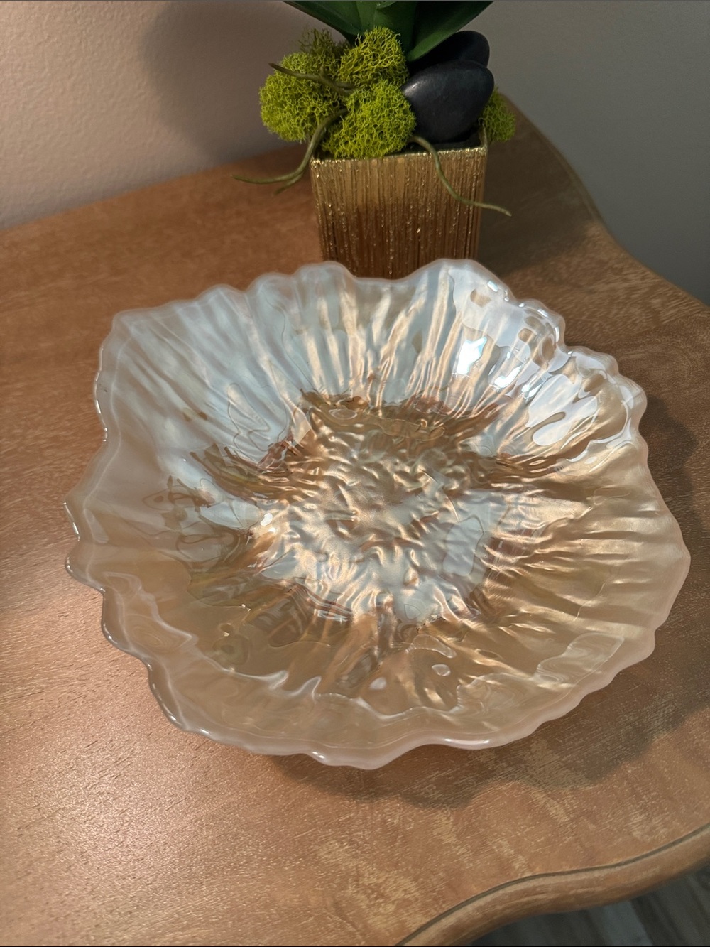 Glass Metallic Gold Sunflower Serving Dish